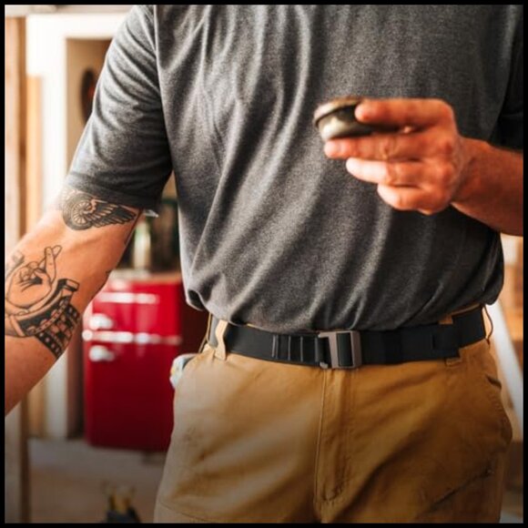 Low-Profile Aluminum Buckle Heavy Duty Work Belt with Stretch Webbing